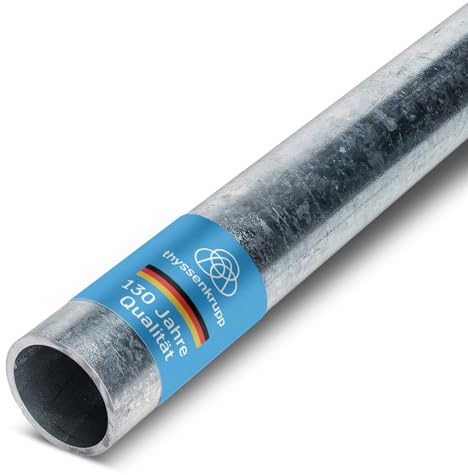 thyssenkrupp Stahlrohr verzinkt Ø 26,9 x 2,6 mm (3/4) in 1000 mm Länge | Rundrohr Stahl | Konstruktionsrohr