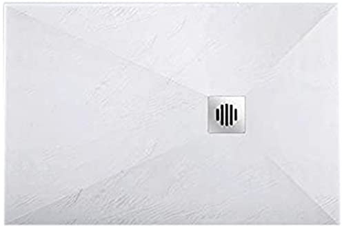 AICA receveur de douche 120x90cm Rectangulaire Extra plat Blanc antiderapant avec une grille en Inox