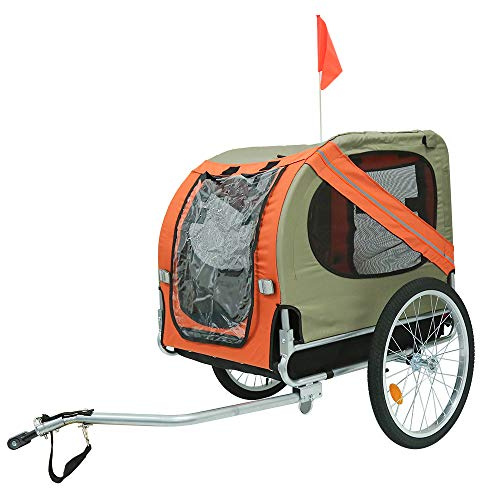 XUANYU Rimorchio per bicicletta per cani pieghevole rimorchio da bicicletta in tessuto Oxford con riflettori, ca. 73 × 90 × 137 cm, carico max. 40 kg, 4 colori a scelta (arancione)