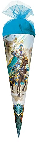 ROTH Geschenk-Schultüte klein Ritter 35 cm - rund Tüllverschluss - Zuckertüte Schulanfang