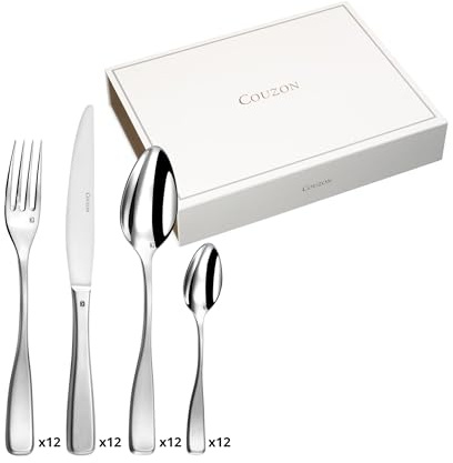 COUZON C92403WV60E80 Millennium Besteckset mit 48 Teilen in Holzschatulle, Edelstahl, Silber