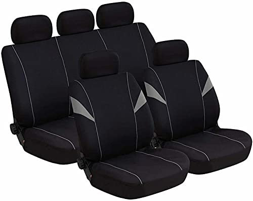 Susy Shop Housses de siège universelles avant et arrière, housses de voiture avec 2 fermetures éclair sur le dossier arrière modèle H (gris)