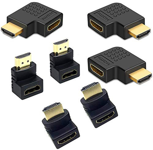 CKANDAY 7 Confezione HDMI Angolo Adattatore Combo, 3 Pz Verticale Piatto Sinistra & Destra 90 Gradi Angolo e 4 Pz 270 & 90 Gradi Maschio a Femmina Adattatore HDMI, Placcato 3D Supporto TV Connettore