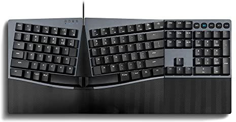 Perixx PERIBOARD-535BR Wired Ergonomic Mechanical Split Keyboard - Low-Profile Brown Tactile Switches - Programmable Feature with Macro Keys - Compatible with Windows and Mac OS X - US English, Black