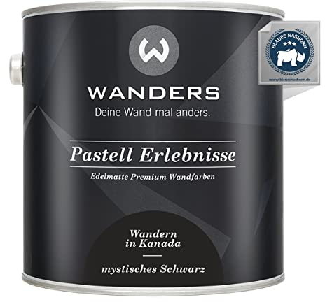 Wanders Pastell Erlebnisse 2,5L - Mystisches Schwarz/Sehr dunkles Grau - Edelmatte Wandfarbe! Küchenmöbellack und Möbelfarbe. Kreidefarbe für Holz & mehr. Hohe Deckkraft, schnell trocknend
