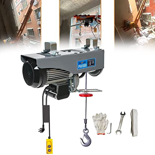 URJWAN Mini Palan de Levage Électrique, Petite Grue Domestique 220 V, Treuil Électrique avec Télécommande et Frein Automatique, Élévateur à Câble Électrique Intérieur 510 W,200KG/12M