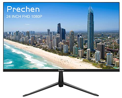 24 Zoll Ultra-Thin Bezel Computer Monitor FHD 1080P Business Monitor, LED PC Bildschirm Desktop Monitor, HDMI, VGA, 75Hz Gaming Display, 3000:1, Eye Care, VESA Mountable, Schwarz