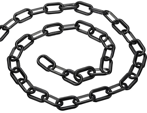 PATIKIL 50ft Plastic Barrier Chain, Safety Barrier Chain Plastic Chain Links Crowd Control Barrier for Fence Gate Garden Construction Driveway Elevator Parking Lot, Black