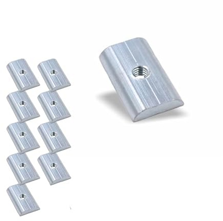Nutenstein | Gewindeplatte 20x12x3 mm M4 Gewinde mittig | Messing verzinkt (10 Stück)