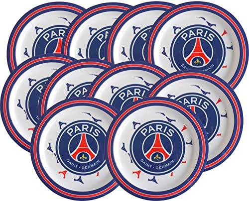 PSG 10 x Assiette Micro ondable - Collection officielle PARIS SAINT GERMAIN - 22 cm