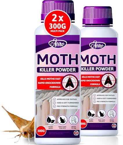 Aviro Moth Killer Powder - Professional Grade Carpet Moth Treatment. Pet-Friendly Moth Powder Approved For Use On Hard & Soft Furnishing Including Carpet. Naturally Derived Carpet Beetle & Moth Killer