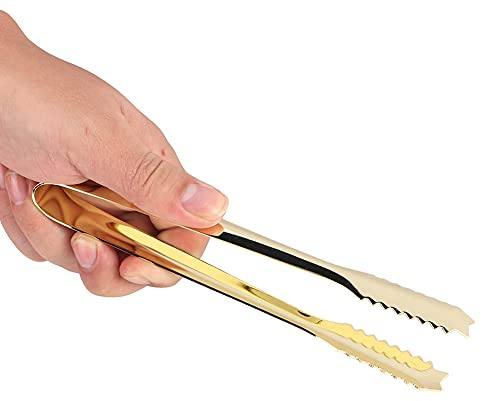 Edelstahl Eiszange, Servierzange Süßigkeiten Zange Eiswürfelzange Grillzange Salatzange Gebäckzange für Hochzeit Party Bar Grill(Gold)