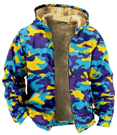 LUNULE Imprägnierspray Jacke Outdoorjacke Herren Wasserdicht Atmungsaktiv Sport Warm Camouflage Druck Teddy Fleece Gefüttert Langarm Hoodie Mit Reißverschluss Männer
