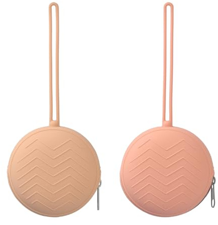 Tibapla Silikon Baby Schnullerbox, 2 Stück Schnullerbox BPA-Frei Schnullertasche Tragbare Schnulleraufbewahrung Box Schnullerbox Pacifier holder für Reisen und Zuhause (Bohnenpastenfarbe + Aprikose)