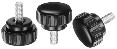 QUARKZMAN 20Pcs Boutons Moletés Filetés M6 x 15mm, Vis à Pouce, Boutons de Serrage, Poignée de 25mm en Plastique à Tête Ronde, Vis à Pouce, Noir