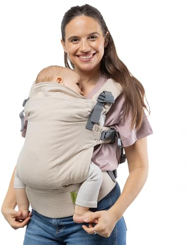 Boba X Mochila Portabebés Ergonómica de Lino - Porta Bebés Ajustable para Recién Nacidos y Niños Pequeños (3 a 20 kg), Porteo Seguro - Linen Pampas