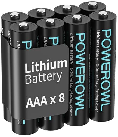 POWEROWL AAA Batteries, 1.5V Lithium, Triple A Battery - Pack of 8 (Not Rechargeable)