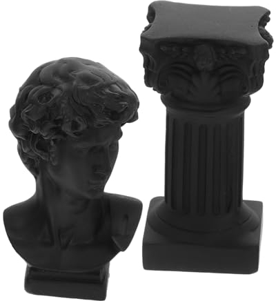 Zerodeko Vintage-Dekor 1 Satz Römische Säulenfiguren Davidkopfskulpturen Büstenstatue Der Mythologie David Figur Griechische Skulptur Aus Harz 7c Mini Kunstharz Modell