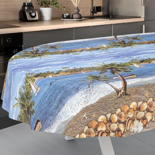 Vaxduk bordsduk tvättbar vaxduk vaxduk trädgårdsduk utomhus inomhus oval 200 x 140 cm skärkant semester