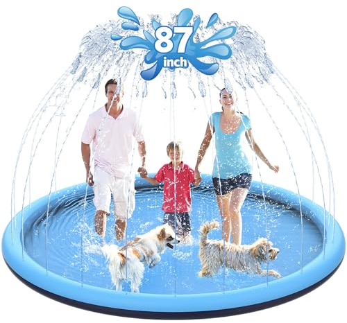 CACSPS 221.0 cm Anti-Rutsch Splash Pad für Kinder und Hund, verdickter Sprinkler-Pool, Sommer, Outdoor-Wasserspielzeug, extra großes Hinterhof-Planschbecken für Kinder Jungen & Mädchen oder Haustier