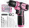 WORKPRO 8V Akku Bohrschrauber Set mit Transportkoffer, Akkuschrauber, 2000 mAh Akku Bohrmaschine, 10mm Bohrfutter, 12 N·m Drehmoment, LED-Licht, 21tlg Zubehör, Für Reparatur & DIY, Rosa & Schwarz