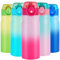 SUPPRUI Insulated Stainless Steel Water Bottle with Straw, Double Walled Flask Leakproof Keeps Drinks Hot or Cold (Pink, 550ml)