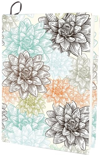 CRASPIRE Funda para Libro Elástica con Diseño de Flores Loto Floral Lavable Reutilizable Protector de Libros de Nailon Grande Envolturas Elásticas para Cuadernos de 9.4x15.7 Pulgada Adecuadas para