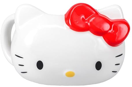 Paladone Hello Kitty - Tazza in ceramica a forma di gatto con classico fiocco rosso, accessorio da scrivania per ufficio e scuola, idea regalo, PP13154HK