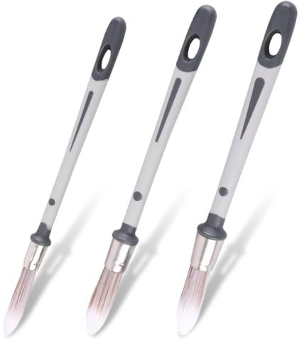 3 Set di Pennelli per Pareti, Piccoli Pennelli da Pittura per Finiture Murali, Set di Pennelli Rotondi per Dettagli Murali, Pennelli da Parete per Angoli e Rifiniture 0.45 0.6 0.7 inch