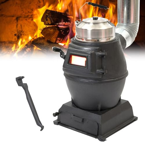 Mini Estufa de leña, Estufa de leña para Calentar, Fuego de carbón de Hierro Fundido Puro, calefacción y Cocina, Estufa de Camping para Tiendas de campaña en Interiores y Exteriores