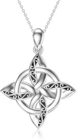 Collar con nudo celta de plata de ley 925 con nudo vikingo, colgante de bruja vikinga, amuleto de buena suerte, protección vikinga, joyería irlandesa para damas, Plata esterlina, No es una piedra