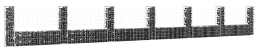 AUVYI Steinkorb Gartendeko Terrasse U Form mit 7 Säulen 740x20x100 cm Hochbeet Gabionenwand TerrassenSäule Gabione Stabile Konstruktion Steingabionen Gabionenkörbe Eisen