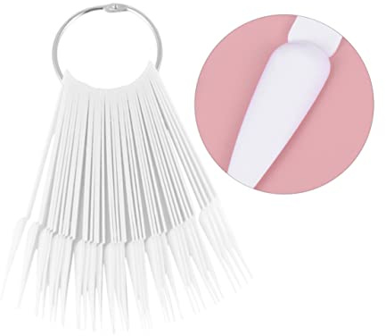IWOWHERO Nuancier Ongulaire Éventail 2 Jeux 40 Pièces Blanc Anneau Métal Foncé pour Manucure Professionnelle et Entraînement Nail Art Salon