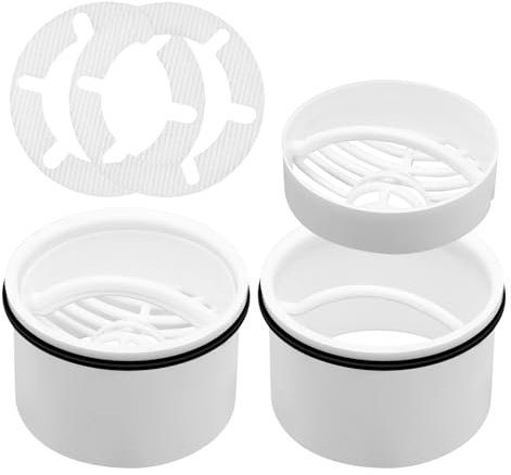 NVGFTG 2 Stück Tauchrohr Dusche Haarfänger, Haarsieb Dusche, Weiß | Haarsieb+Tauchrohr für Dusche Ablaufgarnitur Set Kompatibel mit Ablaufgarnitur 6960, 6963, 6961, 6962, Haarfilter Duschablauf
