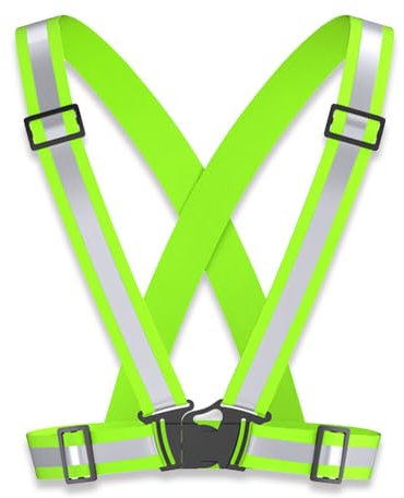 Sufune 1 Pezzi Gilet Catarifrangente, Regolabile Gilet Riflettente,Bretelle Catarifrangenti ad Alta visibilità,per Ciclismo, Passeggiate,Corsa e attività all'aperto