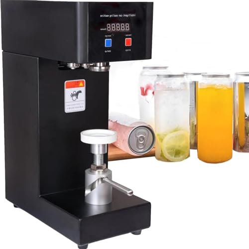 Automatic Tin Can Cup Sealer Sealing Machine for Plastic Bottle with Counter & LCD Display,for 5.5cm Dia & Max 21.5cm Height PET Aluminum Cans Commercial,Black