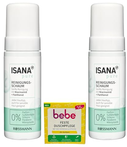 2x ISANA Pure sanfter Reinigungsschaum | jeder Hauttyp, auch für sensible Haut geeignet | Niacinamid & Panthenol | 2x 150 ml (300ml) |