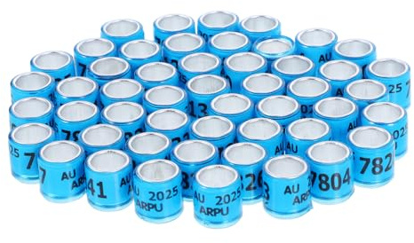 BESPORTBLE Anillos Numerados para Patas de Aves de Aluminio y Plástico, 50 Unidades, Identificación para Aves Extranjeras, Uso en Carreras y Manejo de Aves