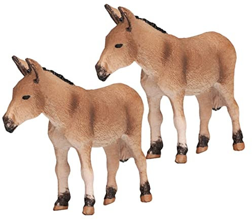 Abaodam 2stücke Zwei Esel Modell Tierfigur Im Stehen Für Dekoration Und Garten Realistisches Esel Ornament Als Lernspielzeug Und Fotorequisit Für Zuhause Terrarium Mikro-Landschaft