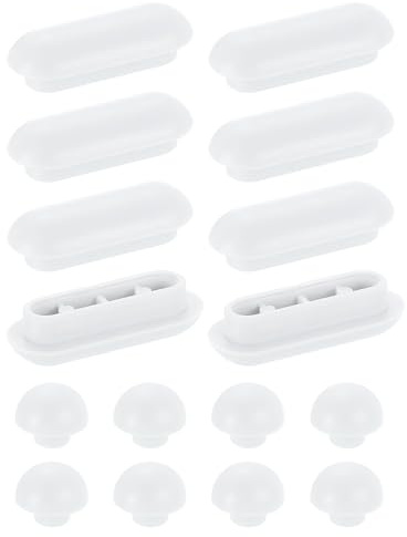 QUARKZMAN 8Set Paraurti Per Sedile WC, Kit Paraurti Anti-Scivolo In Plastica Per Sedile WC, Paraurti Universali In Gomma Per Coperchio WC Per Casa Hotel, Bianco