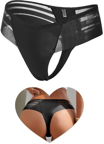 ohyeahlady Mesh Thongs for Women Low Rise French Knickers Panties UK 10-18 | Stretchy, Breathable, Cotton Crotch, Hipster, Cheeky, Briefs