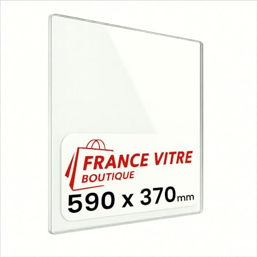 590 x 370 x 4 mm - Vitre d’Insert pour cheminée et poêle à Bois - Verre de Rechange Haute température France Vitre - jusqu'à 800°C - 370x590 mm
