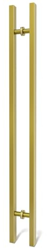 LVYIHAN 120cm Titanium Gold Square Barn Door Pull Handle Double Sided | Heavy Duty 304 Stainless Steel, 90 cm Hole Spacing, Fits 2 cm-5 cm Thick Barn, Front Entry, Sliding & Exterior Doors