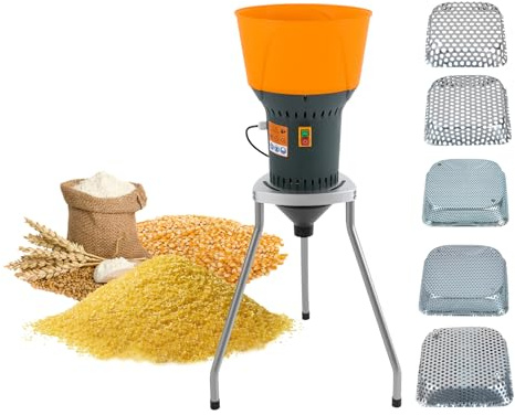 Macinino elettrico per cereali con 5 setacci e base, 1300 Watt motore elettrico, 13 l imbuto di riempimento 400 kg/h, per cereali, grano