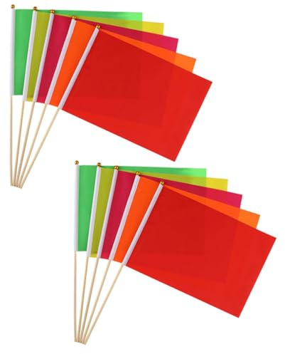 SEWACC 10 Stück Markierungsfahnen aus Polyester mit Holzstab Farbecht und Formstabil für Garten Baustelle Rasen und Vermessung Leicht und Sichtbar