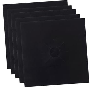 Homoyoyo Lot de 5 Protections Réutilisables pour Brûleurs de Cuisinière à Gaz Tapis de Protection Noir 27 X 27 CM Épaisseur 02 MM Compatible Plaques de Cuisson Antiadhésif Facile à