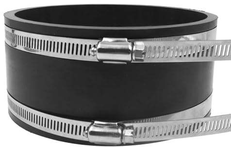 Voyoo 150 MM Flexible Rubber Sleeve Suitable for PVC and Stainless Steel Pipes with 2 Hose Clamps
