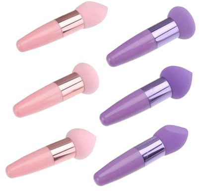 ASAKKURA 2 Set Penne Spugna Make-up con Manico Accessori Trucco Portatili Spugnette Compatte per Fondotinta Pratiche e Facili da Usare Rosa
