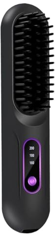 Hair Straightening Brush - LCD Cordless Comb | Ceramic Heating Styler With 3 Temperature Modes For Long And Short Hair, Smooth Finishing Tool For Home, Travel, Ren