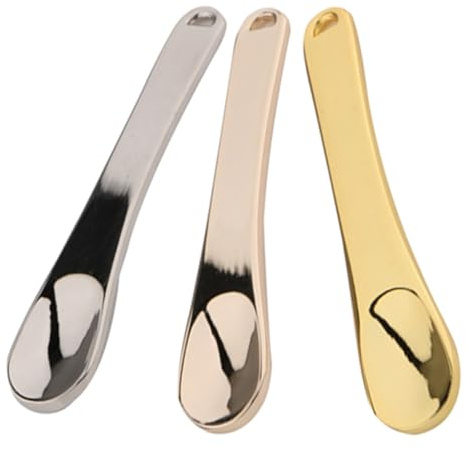 GANAZONO 3 Piezas Espátula para Crema Facial Mini de Aleación de Zinc Portátil y Compacta, Aplicador Cosmético Reutilizable para Maquillaje y Cuidado Piel